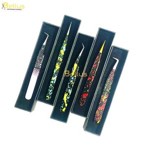 Pinzas para Pestañas con Punta de Fibra Rosa de 45 Grados, Puntas de Fibra Blancas, Agarre de Diamante, Acero Inoxidable, Logotipo Personalizado, Marca Privada - Product Image 2