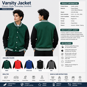 Chaqueta Varsity de Gamuza Morada para Hombre, Mangas Negras, Estilo Casual para Otoño, Cuello Camisero, Corte Regular - Product Image 5