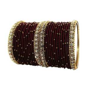 Traditional Style Velvet <b>Bangle</b> Set for Ladies New Fashionable Handmade Jewelry Velvet Glass Churiya for Women - Product Image 1