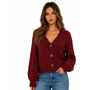 Women's Autumn Knitted Winter <b>Cardigan</b> <b>Coat</b> With Embroidered Pattern And Button Decoration Sweater For Streetwear - Product Image 1