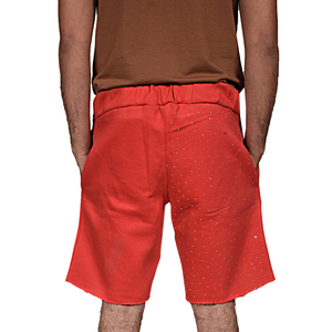 Pantalones Cortos de Verano Holgados para Hombre, Diseño Novedoso, Estilo Urbano, con Cordón Grueso, Pedrería Vintage y Borde Deshilachado - Product Image 4