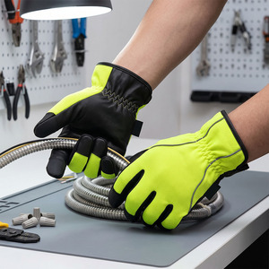 Guantes de Mecánico de Cuero Liso de Piel de Vaca, con Pantalla Táctil, para Dedo Índice y Pulgar, de Seguridad Industrial, Antideslizantes y que Absorben la Humedad - Product Image 5