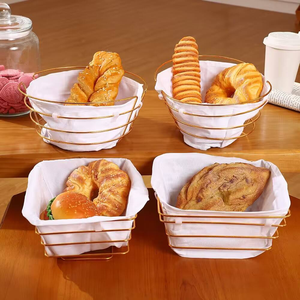 Popular Home Use Fruit <b>Bread</b> Storage Container Wire <b>Basket</b> Kitchen Drawer Gold Sliver Food Organizer - Product Image 5