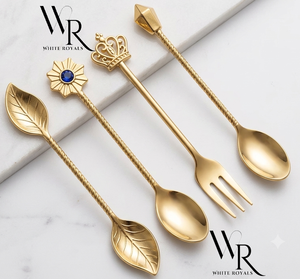 <b>White</b> Royals Gold Royal Design Salad Serving Set High <b>Mirror</b> Polish Rust Resistant Metal Flatware At Bulk From <b>White</b> Royals - Product Image 1