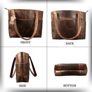 Bolso de hombro estilo tote de cuero genuino vintage para mujer, bolso de compras de 16 pulgadas, regalo de San Valentín - Product Image 2