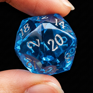 Dés à jouer polyédriques en résine bleue vif, 23 mm, avec chiffres argentés, pour D&D, jeux de rôle de table, cadeaux - Product Image 3