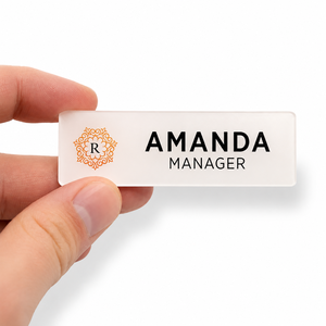 Custom Acrylic <b>Name</b> <b>Tags</b> Transparent Employee <b>Name</b> Badges with Logo Printing for Office Hotel Restaurant and Retail Staff - Product Image 1