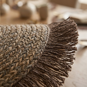 Modern <b>Round</b> Boho Chic Seagrass Jute Fringe <b>Table</b> <b>Mat</b> | Handmade Eco-Friendly Dining Placemat for Home Hotel Use Bulk Exporter - Product Image 6