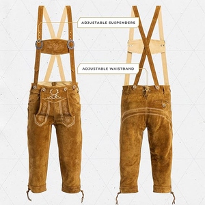 Elegant Leather Lederhosen for Women Stylish Authentic Suede Shorts Featuring Classic Metal Buckles and Detailed Waist Straps - Product Image 3