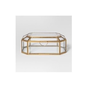 Caja de joyería artesanal de metal y vidrio con marco de latón para decoración del hogar de primera calidad y colección de regalos. - Product Image 3