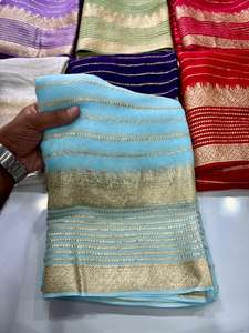 Sari de viscosa georgette de último diseño, superventas, listo para comprar, en stock, con blusa a juego para mujer, para fiestas, hecho en India - Product Image 6