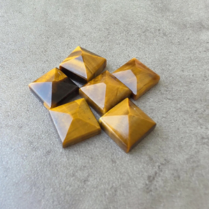 Piedra Preciosa Natural de Ojo de Tigre, Calibrada, con Base Plana Cuadrada en Forma de Pirámide, para Joyería - Product Image 2