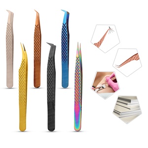 Kit de 6 pièces pour pince à épiler d'extension de cils en acier durable avec différentes couleurs logo personnalisé de qualité supérieure - Product Image 2