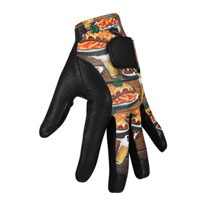 Gants de golf antidérapants SAAR INDUSTRIES en cuir véritable noir avec imprimé crâne audacieux, paume renforcée et sangle de maintien - Product Image 2