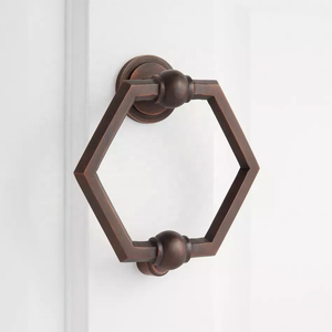 Stylish Solid Brass Hexagon Door Knocker in Brown Finish for Modern Hotels Kitchens Dressers Cabinets Bathrooms <b>Wardrobes</b> - Product Image 1