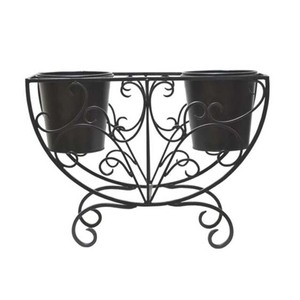Vintage Metal <b>Flower</b> Stand with Two Pots for Garden Outdoor Use Rustic Design - Product Image 6