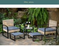 Meubles en rotin PE de haute qualité BeNK, ensemble moderne de 4 pièces avec repose-pieds, pour extérieur, villa, parc, terrasse, balcon, hôtel, appartement, salon