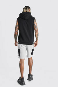 Sudadera con capucha de forro polar de algodón 100% personalizada con máscara de sherpa, nueva llegada, cuello con capucha extragrande para hombre, sin mangas - Product Image 3