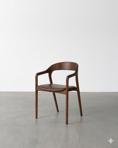 Silla de Comedor Moderna de Mediados de Siglo, de Madera Sólida, con Respaldo y Reposabrazos Curvos, Ecológica, para Apartamento, Restaurante, Cafetería, Hotel - Product Image 1