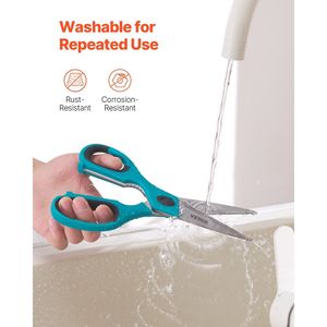 Lot de 2 ciseaux de cuisine durables en acier inoxydable, cisailles de cuisine robustes avec poignées ergonomiques et protège-lames, essentiels de cuisine - Product Image 6