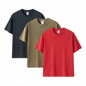Camiseta Lisa Personalizada para Hombre, Cuello Redondo, Algodón, Jersey Grueso, Estilo Urbano, Casual, Color Sólido, Manga Corta, Talla Grande - Product Image 1