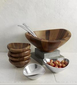 Ensemble de saladiers en bois d'acacia de haute qualité, design moderne, bols de service pour cuisine et salle à manger, faits à la main au Vietnam, personnalisables, pour fêtes et événements. - Product Image 5