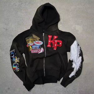 Sweat à capuche surdimensionné en molleton 100 % coton personnalisable pour homme, effet délavé, streetwear d'hiver, imprimé numériquement, OEM - Product Image 2