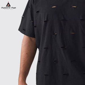 เสื้อยืดผู้ชายผ้าฝ้าย 100% คุณภาพดีที่สุด สไตล์ใหม่ ทรงหลวม ลุคดิสเทรส รับสกรีนโลโก้ เสื้อยืดฤดูร้อนสำหรับผู้ชาย - Product Image 6