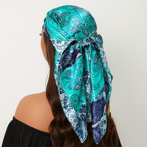 Custom Designer Digital Screen Print Cotton <b>Square</b> <b>Scarf</b> Double Sided Paisley Bandana With Logo - Product Image 5