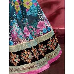 ชุดแต่งงานผ้าไหม banglori พิมพ์ลายดอกไม้หลายสี - Product Image 3