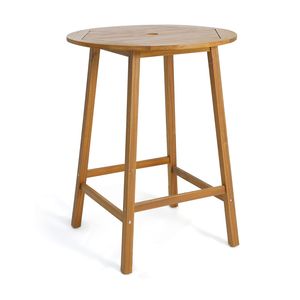 Tavolo alto da bar con foro per ombrellone e piano a doghe per esterni - Product Image 1