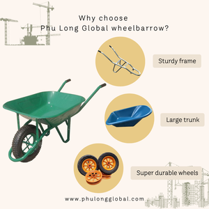 Vietnam-Made High Quality Solid <b>Wheelbarrow</b> with Pneumatic Wheel and Plastic <b>Metal</b> Tray for Garden Construction - Product Image 6