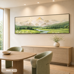 Pintura de Paisaje de Montaña y Bosque de Primera Calidad, Arte de Pared en Seda, Decoración de Arte Hecho a Mano de Lujo, Modelo NUI3-5, OEM ODM Vietnam - Product Image 3