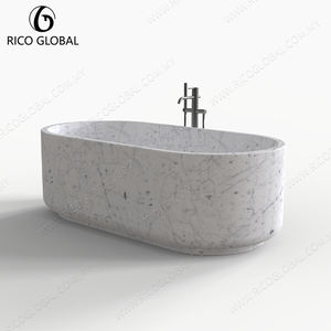Bañera Moderna de Lujo Independiente de Mármol Blanco Carrara, Accesorio de Baño con Diseño Elegante - Product Image 2