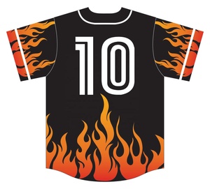 ชุดยูนิฟอร์มเบสบอลลายเปลวไฟแบบซับลิเมชั่น เสื้อเจอร์ซีย์แขนสั้นสำหรับผู้ชาย กางเกงขายาว ระบายเหงื่อได้ดี ทรงปกติ - Product Image 3