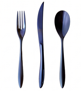 Ensemble de couverts en acier inoxydable revêtu d'une couleur bleue, compatible lave-vaisselle, pour la maison, les restaurants et les hôtels - Product Image 1