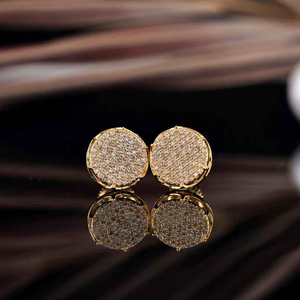 Pendientes de lujo con moissanita redonda y pavé, tono dorado, joyería brillante con incrustaciones, elegante regalo nupcial para mujer, uso diario - Product Image 6