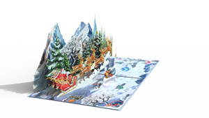 Tarjeta de Felicitación Navideña 3D Pop-Up con Escena de Pueblo Nevado, Tarjeta Rectangular de Papel para las Fiestas, Impresión Digital, Laminado Brillante - Product Image 2