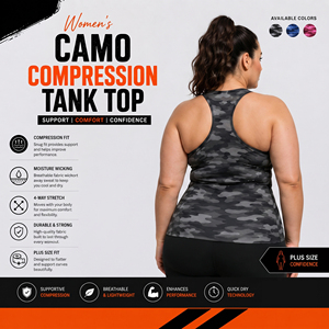 Custom OEM Women Camo Compression Tank Top Racerback Sports <b>Singlet</b> Top Ladies Quick Dry Training Vest Yoga Sleeveless Top Women - Product Image 3
