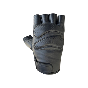 Black <b>Leather</b> Half Finger <b>Gloves</b> for <b>Men</b> Women Breathable Sporty Wrist Length Perforated Padded Cycling Driving Sports Travel - Product Image 3