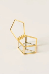 Metal Brass Frame Handmade Custom Finish Superior Quality Decorative <b>Jewellery</b> <b>Box</b> for <b>Earrings</b> Rings Necklaces Bangles Clear - Product Image 3