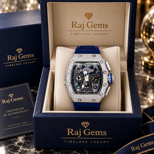 Montre chronographe mécanique sertie de diamants Raj Gems, analogique-numérique, boîtier carré, cristal saphir, bracelet en acier inoxydable, pour homme - Product Image 5