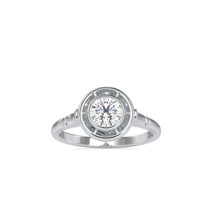Bague classique en argent 925 avec diamant Moissanite taille ronde, bande unie, halo solitaire, cadeau d'anniversaire - Product Image 5