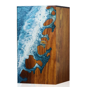 Resin Art Ocean Wave <b>Vase</b> Unique Handmade Decorative Wooden Urn Epoxy Home & Office Memorial Ashes Keepsake Display by AYAANS - Product Image 5