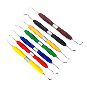 Kit de 7 pièces pour remplissage dentaire manuel en résine, avec outils de modelage en plastique et silicone, manche ergonomique codé par couleur, entièrement autoclavable, réutilisable, CE - Product Image 1