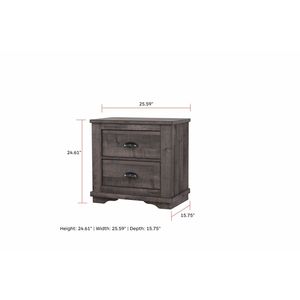 Comodino Rustico Contemporaneo in Legno Grigio con Due Cassetti, Mobile da Camera da Letto - Product Image 4