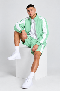 Veste coupe-vent légère vert menthe pour homme et ensemble short assorti, tenue de sport personnalisée, survêtement athlétique décontracté, ensemble deux pièces - Product Image 5