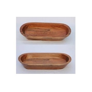 Rustic Wood Dough Bowl for <b>Candle</b> Making Wholesale Long Dark Timber Decorative <b>Trays</b> Farmhouse Table Centerpiece Home Decor - Product Image 4