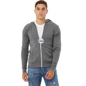 Trrblend Sweat à capuche zippé intégral basique décontracté uni léger avec poche kangourou et logo personnalisé - Product Image 4