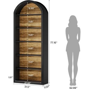 <b>Wooden</b> Arched Bookshelf Display Stand Elegant <b>Bookcase</b> for Home or Office - Product Image 5